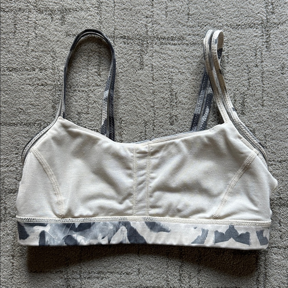 Lululemon Straight Up Bra, Ghost Weave White Black, size 4 - Picture 6 of 7